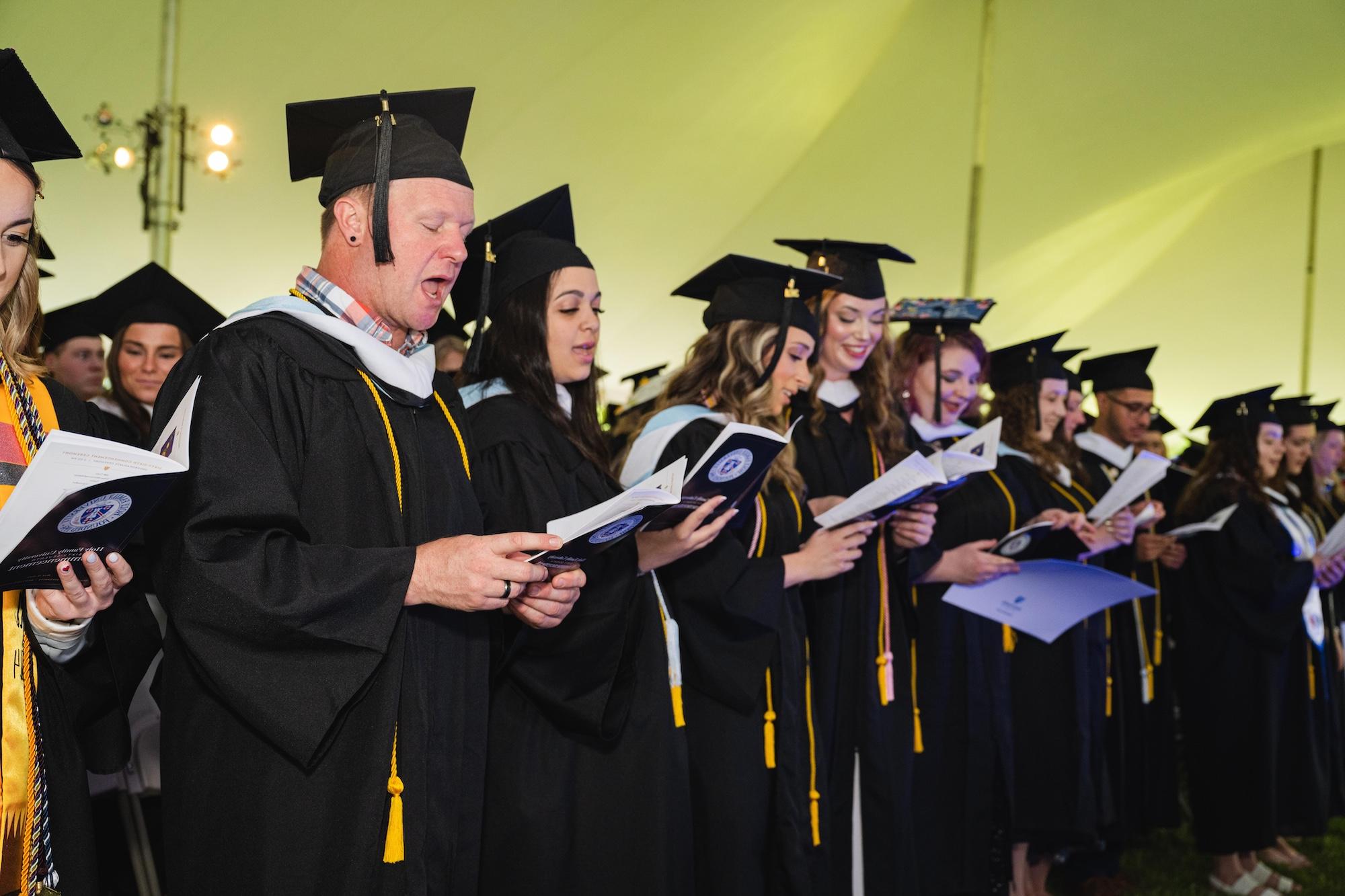 HFU students participating in interfaith service at commencement